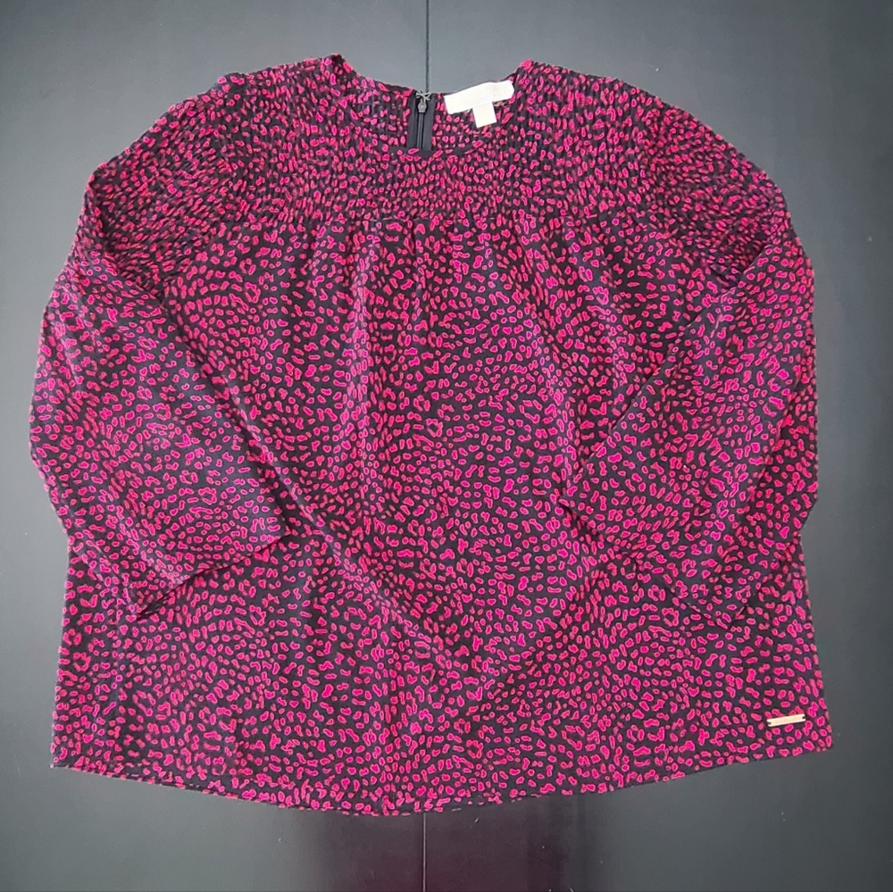 Michael Kors Flowy Blouse - Black/Maroon, Size L